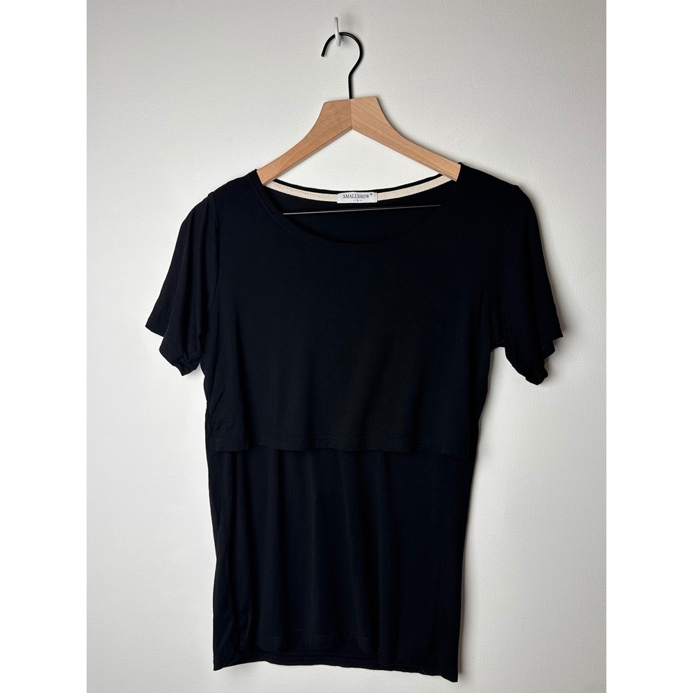 Black Smallshow Nursing Top Short Sleeve Comfortable Small